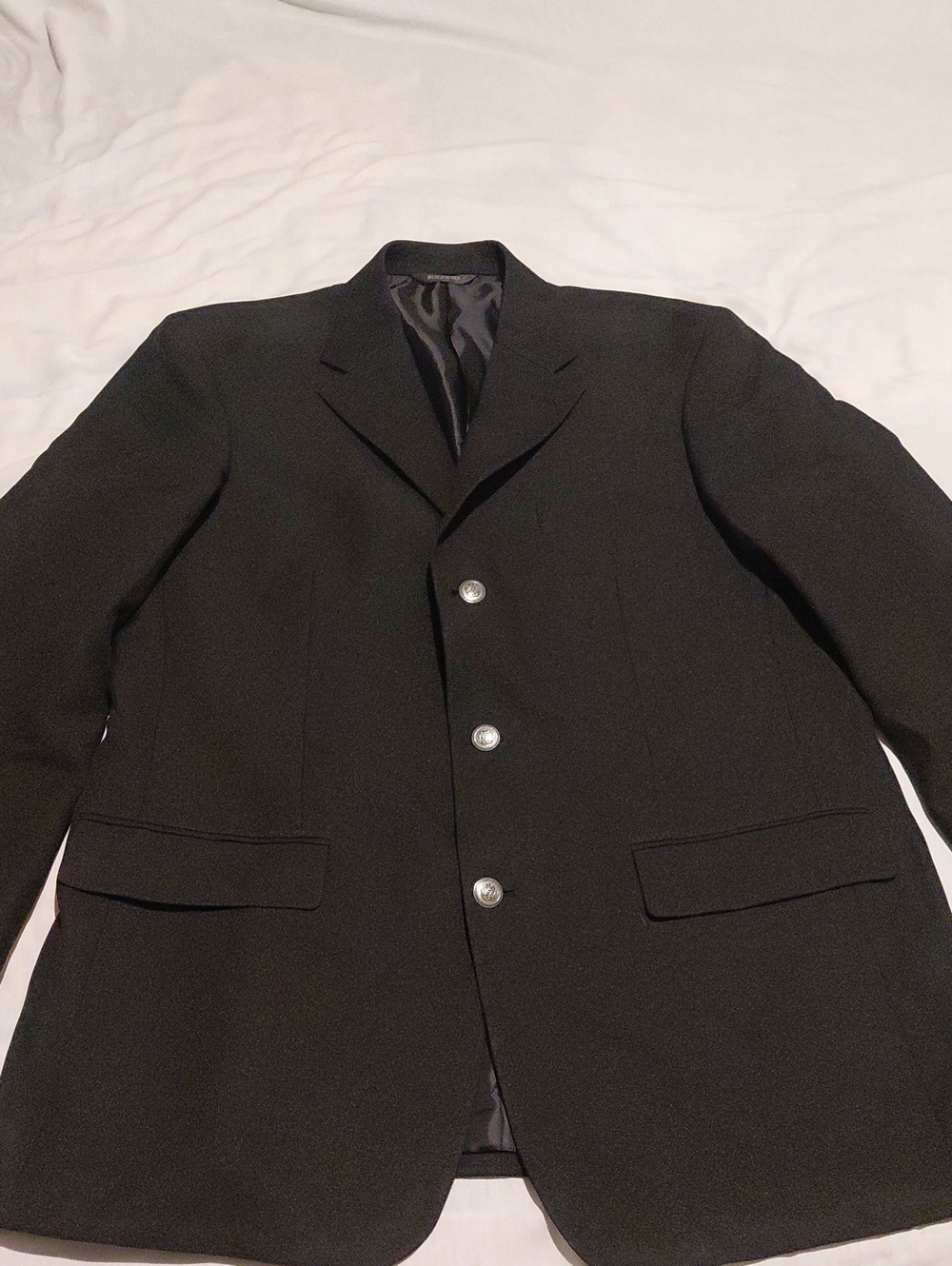 Bolzano Black Men's 3 Button Suit Jacket with Silver Buttons